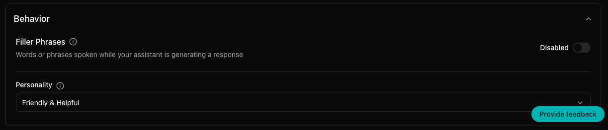 Personality configuration