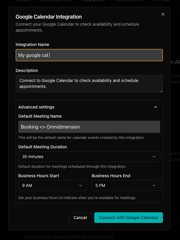 Google Calendar OAuth Configuration