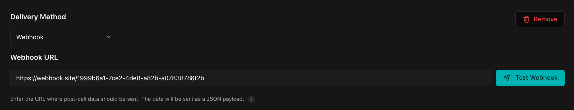 Webhook payload example