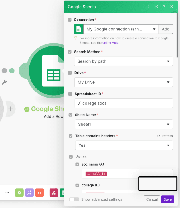 Google Sheets integration