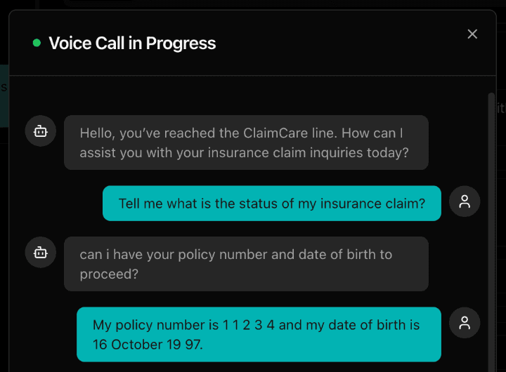 Web call testing interface