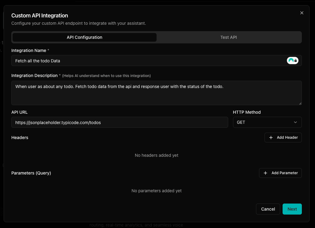 Parameter configuration